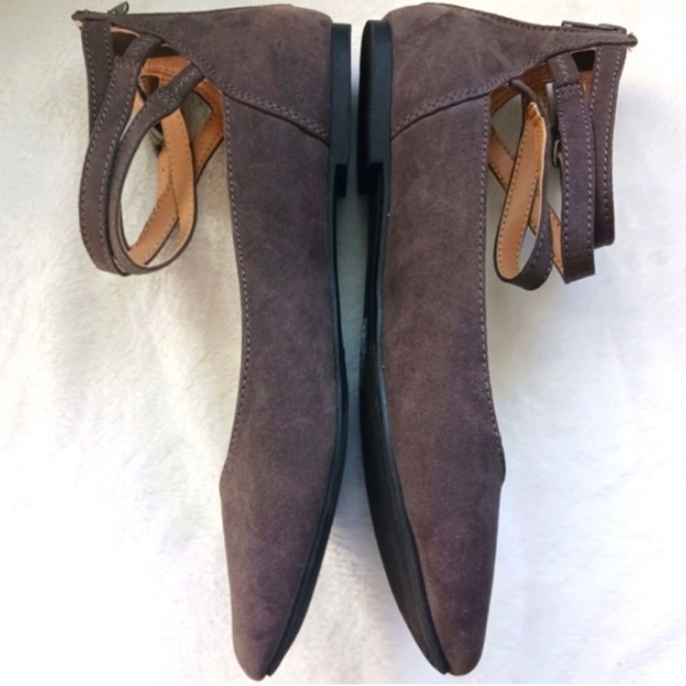 COPY - ⭐️$3 Express • Women's Gray Suede Ankle Strap Ballet Flats